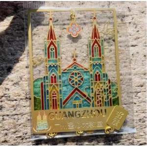 广州特色纪念品透光透色镂空圣心大教堂冰箱贴